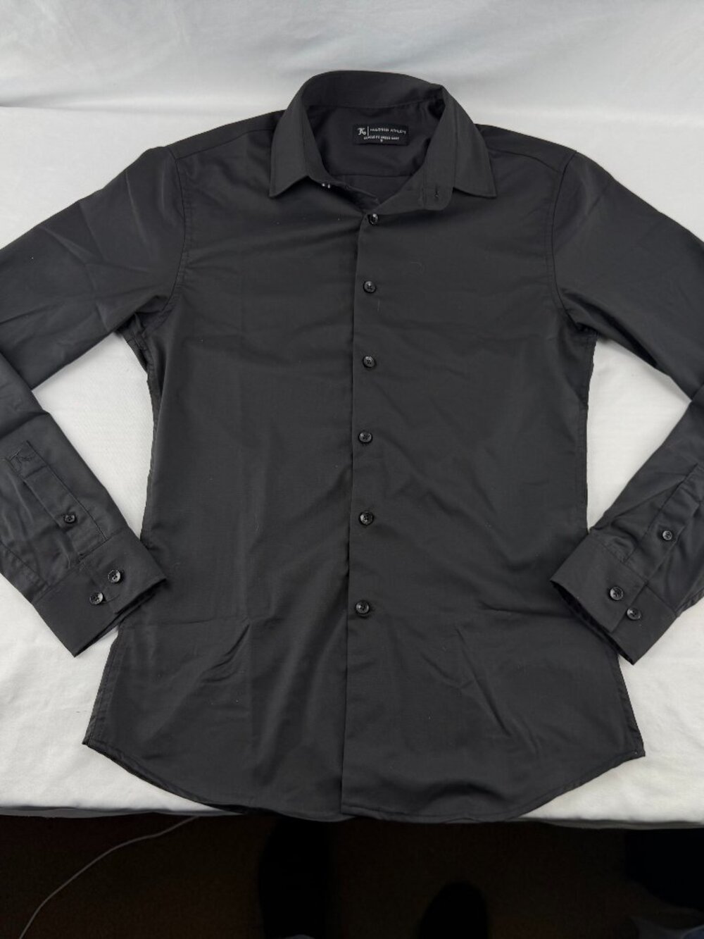 Tailored Athlete Mens Muscle Fit Dress Shirt Black Long Sleeve Size Small